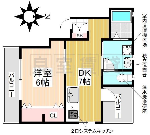 美和ビル(1DK/5階)の間取り写真
