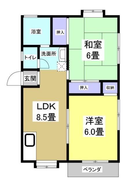 ソレアードIIDA I(2DK/2階)の間取り写真
