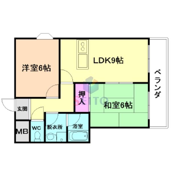 セランジュ豊中(2LDK/6階)の間取り写真