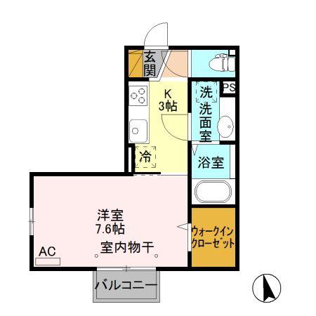 アクシズ(1K/2階)の間取り写真