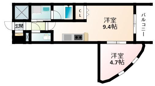 エルセレーノ東三国(1LDK/4階)の間取り写真