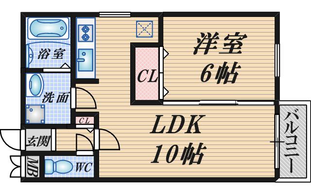 エルバ豊中(1LDK/2階)の間取り写真