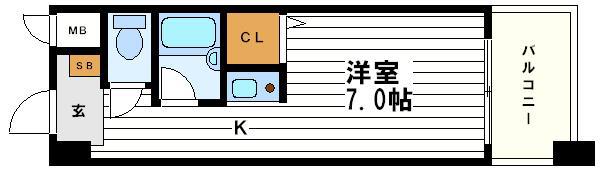 アトリオ上町台2(ワンルーム/4階)の間取り写真