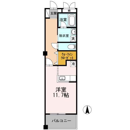 クレストE(ワンルーム/2階)の間取り写真