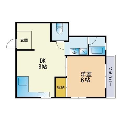 大産桜坂マンション(1DK/8階)の間取り写真