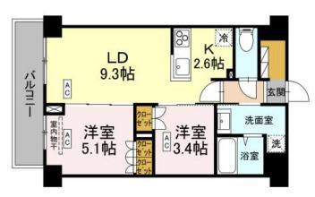 ロイジェント西新井(2LDK/3階)の間取り写真