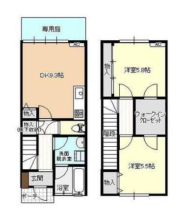 ファイン西荒屋D棟(2DK/1階)の間取り写真