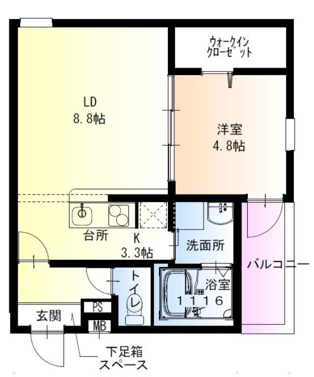 フジパレス高石駅南I番館(1LDK/1階)の間取り写真