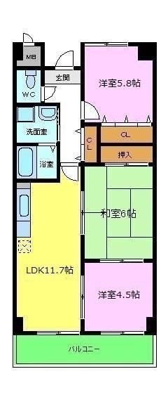 グレートシャルム(3LDK/3階)の間取り写真