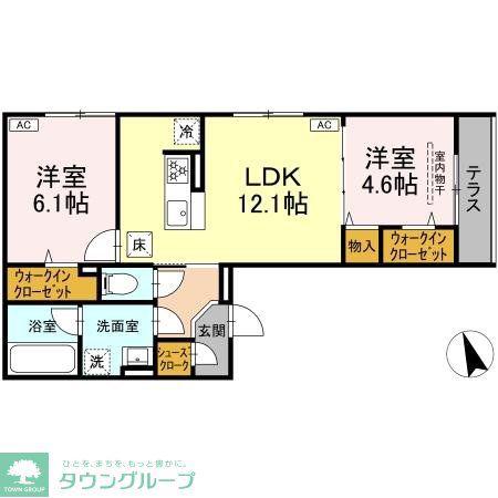 DBLESS狛江(2LDK/1階)の間取り写真