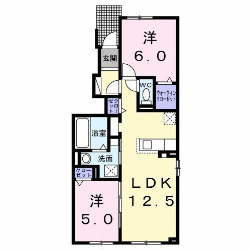 ドリーム江別II(2LDK/1階)の間取り写真