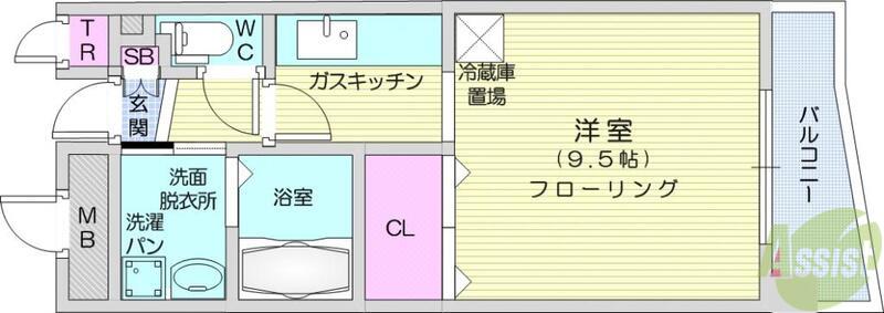 高染Ⅸ館(1K/3階)の間取り写真