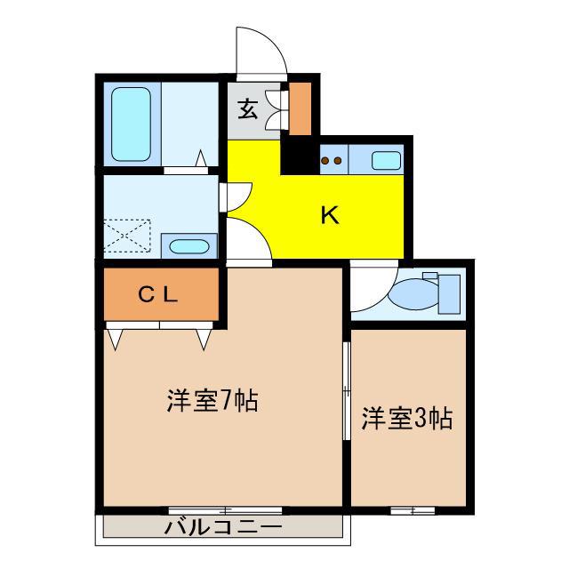 クレストV Ⅲ(2K/1階)の間取り写真