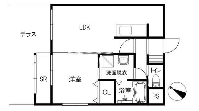 JUPITER イースト(1LDK/1階)の間取り写真