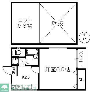 ポラリス室見(1K/2階)の間取り写真