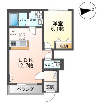 クレストール・K(1LDK/1階)の間取り写真