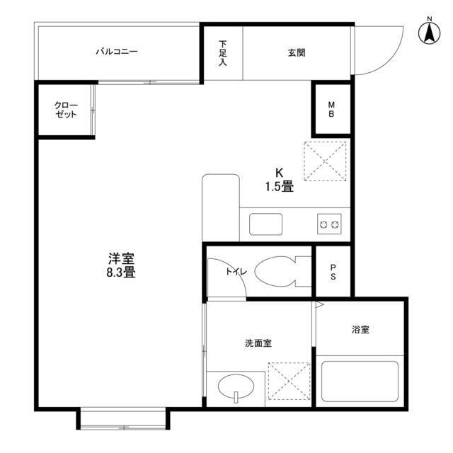 アーク桜新町(ワンルーム/1階)の間取り写真