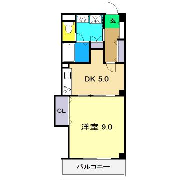JR土讃線 高知駅 徒歩6分 3階建 築23年(1DK/2階)の間取り写真