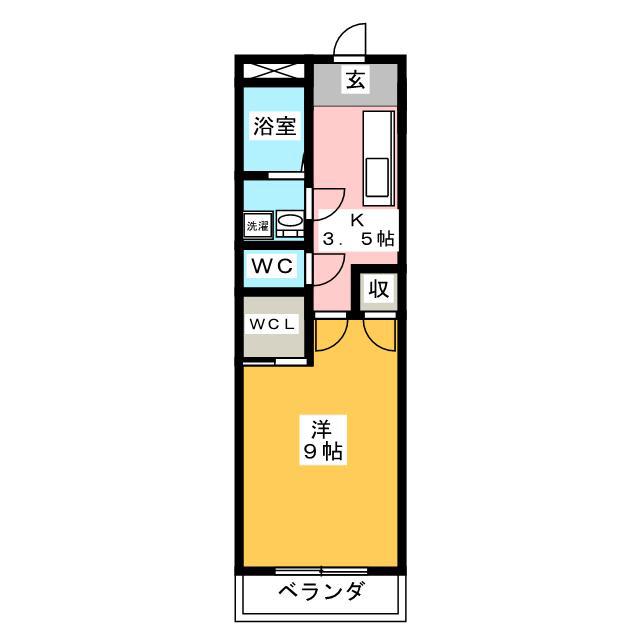 オークヒルズ(1K/4階)の間取り写真