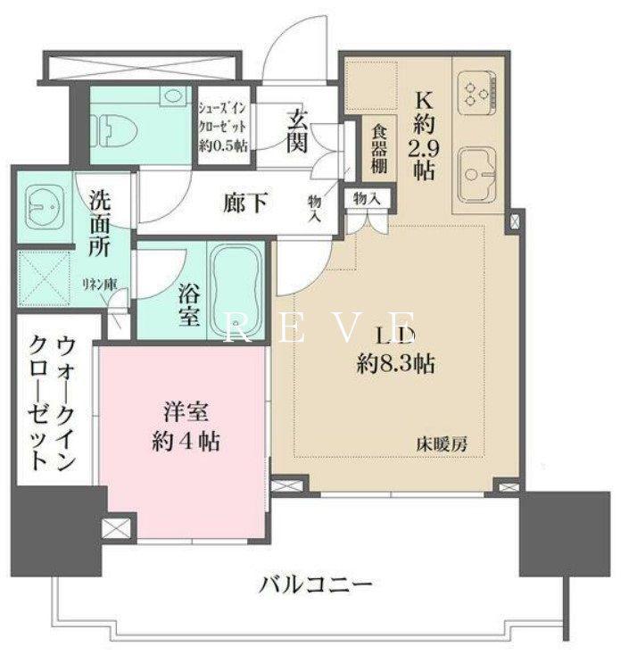 ザパークハウス日本橋蛎殻町レジデンス(1LDK/2階)の間取り写真