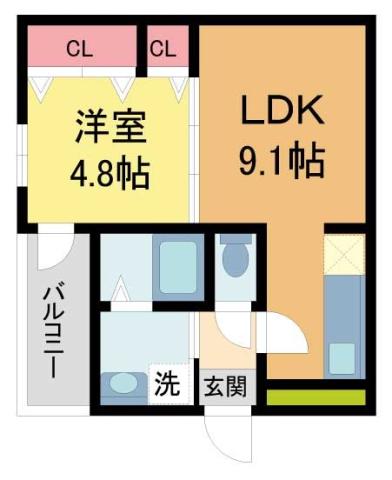 フジパレス甲子園口III番館(1LDK/2階)の間取り写真