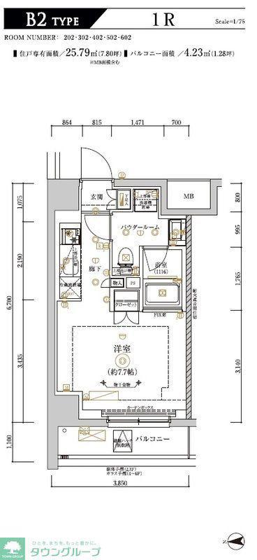 RELUXIA CITY 北新宿(ワンルーム/6階)の間取り写真