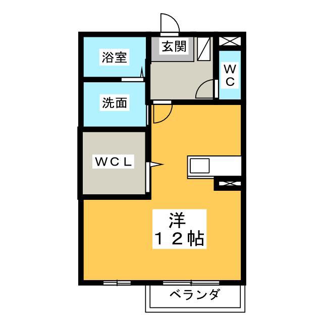 CONFORT A棟(ワンルーム/2階)の間取り写真