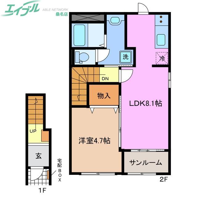 ベルクレイン(1LDK/2階)の間取り写真