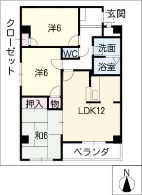 サニー華弘(3LDK/2階)の間取り写真