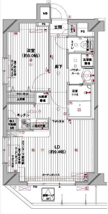 メインステージ蔵前(1LDK/7階)の間取り写真