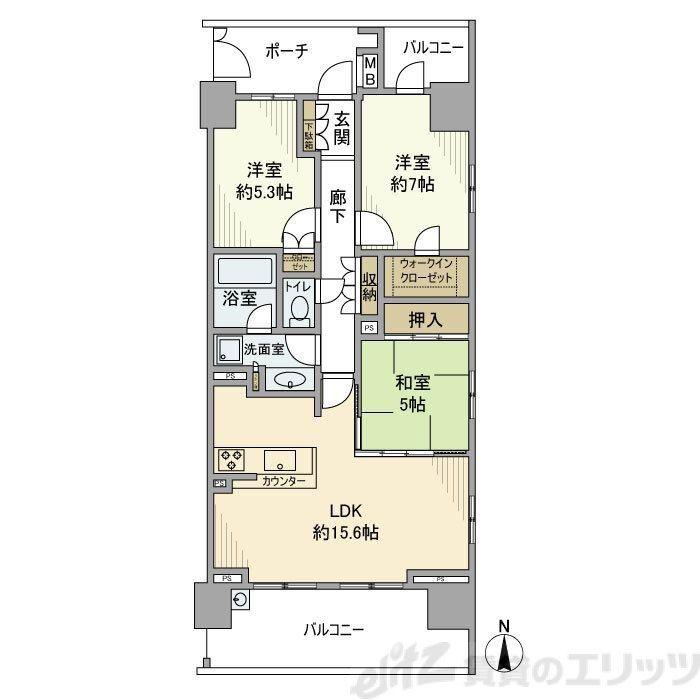 アデニウムコート木場公園(3LDK/5階)の間取り写真
