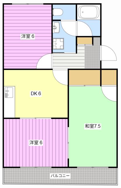 オズハウス5(3DK/3階)の間取り写真