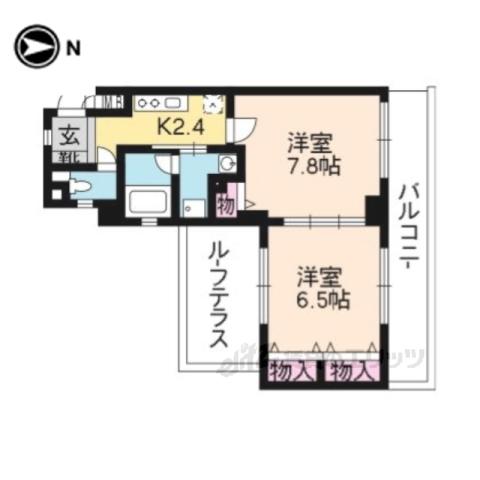 べラジオ四条大宮Ⅱ(2K/6階)の間取り写真