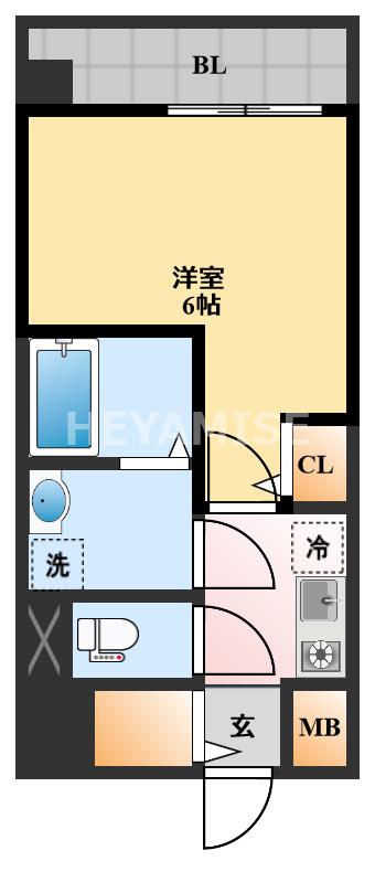 MODERN PALAZZO東本町(1K/1階)の間取り写真