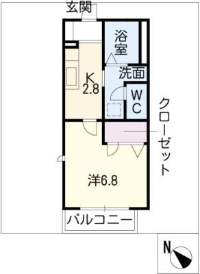 フィオーレあづま(1K/2階)の間取り写真