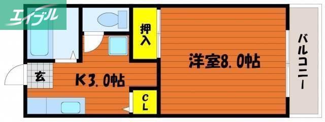 パフィオハイツ(1K/2階)の間取り写真