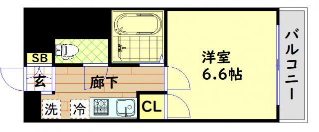 ドエル南本町(1K/3階)の間取り写真