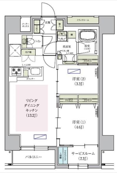 アーバネックス天満橋サウス(2SLDK/10階)の間取り写真