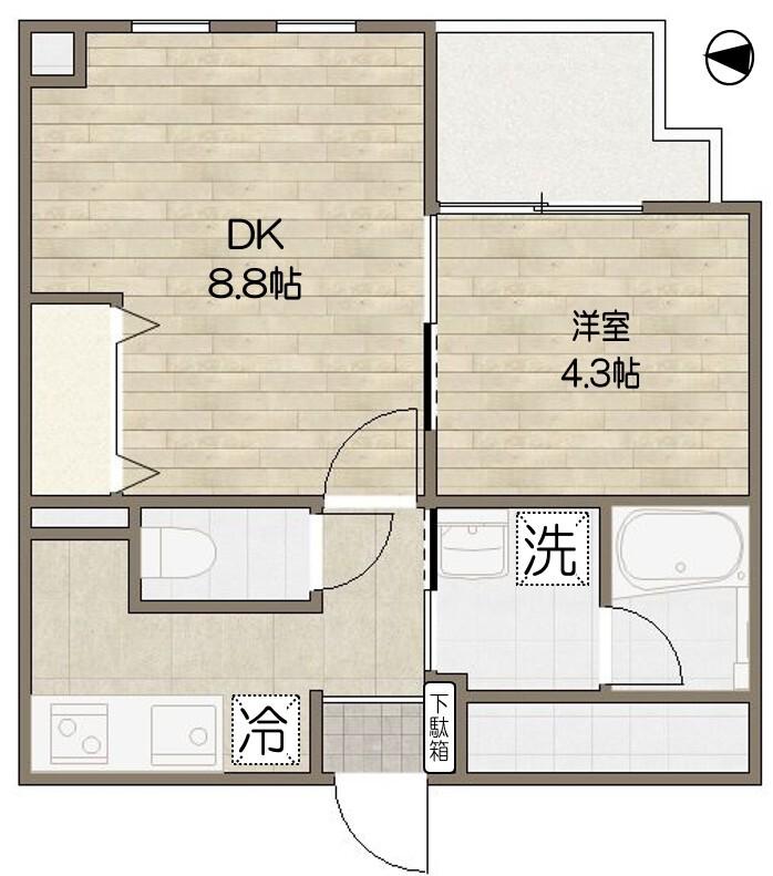 ムジーク北参道(1DK/8階)の間取り写真