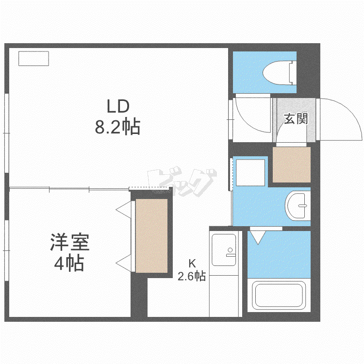 ALBA-DS発寒南(1LDK/2階)の間取り写真