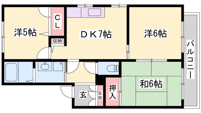 マウントパレス(3DK/2階)の間取り写真