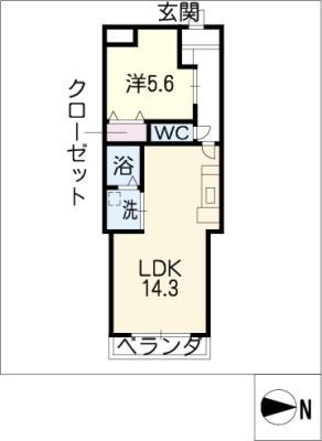 リバプールJ(1LDK/1階)の間取り写真