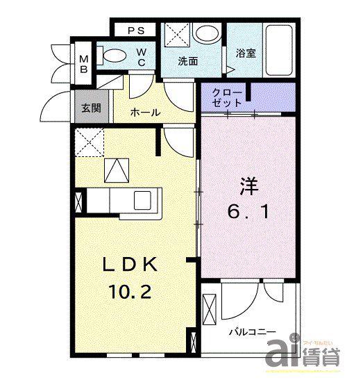 グレイス ハイム(1LDK/1階)の間取り写真
