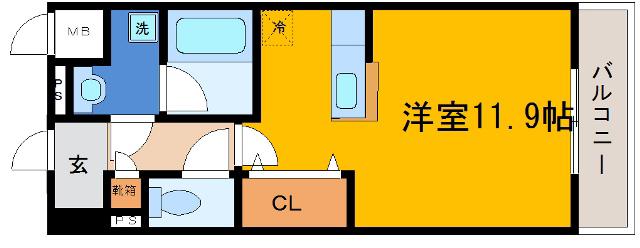 コンフォート宮町(1DK/1階)の間取り写真