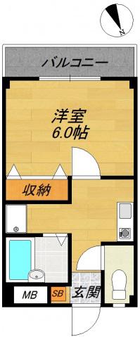 フォンテーヌ1番館(1K/2階)の間取り写真