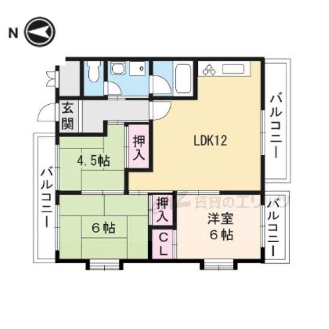 第2石田マンション(3LDK/2階)の間取り写真