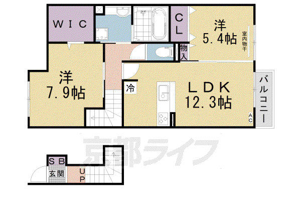 MERCI大将軍III(2LDK/2階)の間取り写真
