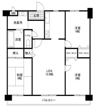 アルコート高岡(3LDK/2階)の間取り写真