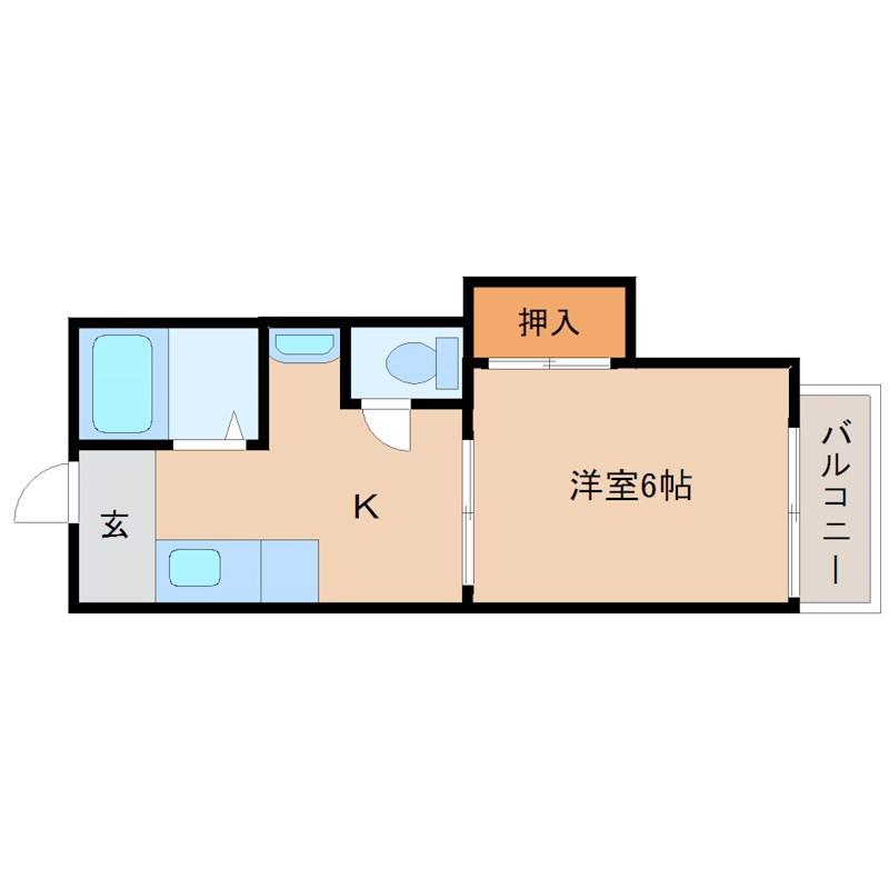 ハイツ南苑荘3(1K/3階)の間取り写真