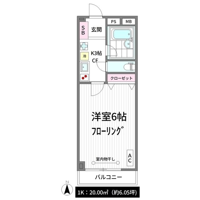 ビーハイブ(1K/2階)の間取り写真